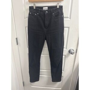 Ganni Cutye Cropped Jeans Washed Black Organic Cotton High Rise F6440 Size 27